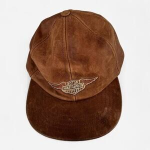 Rare item vintage 1990s harley davidson leather cap/hat